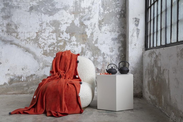 L'essentiel linge de maison Pom Pom - Rojo teja